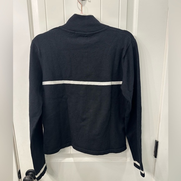 Vintage Esprit Black Sweater with White Stripe 1/4 Zip. Sz L - Picture 2 of 3
